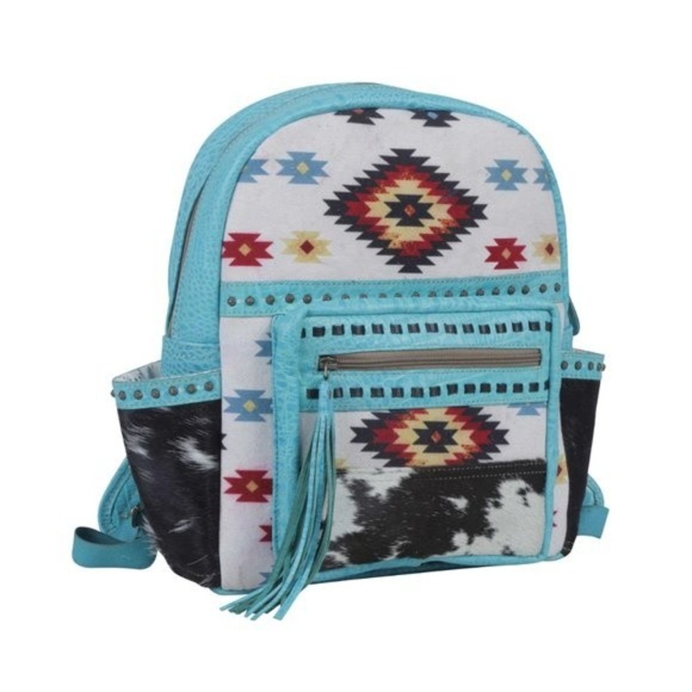 Myra Bag Handmade Wild Backpack Upcycled Canvas & Cowhide Leather - Picture 3 of 9